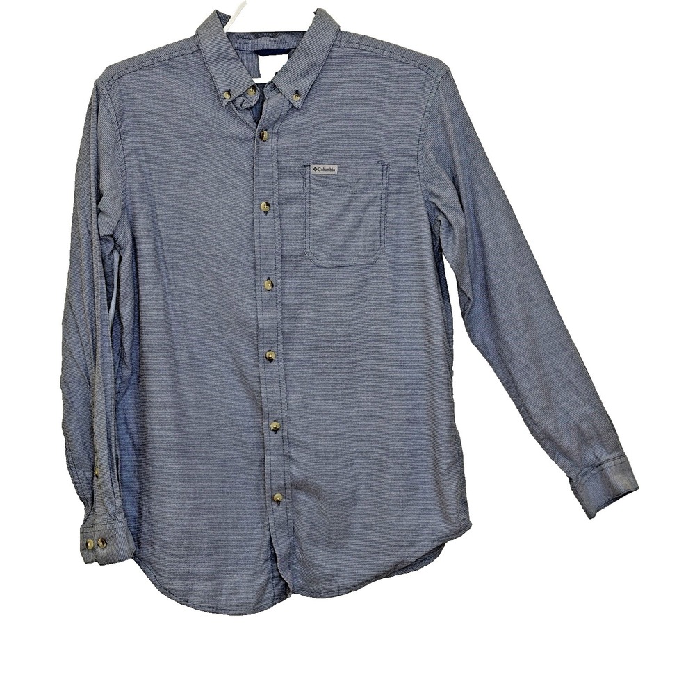 Columbia Rapid Rivers II Long Sleeve Shirt Mens Sz Medium Blue Cotton Blend NEW